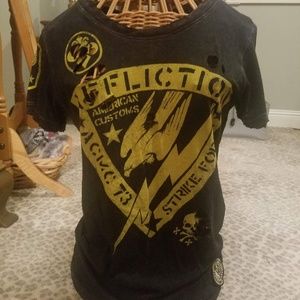 Womens Affliction T Shirt,Stroke Force